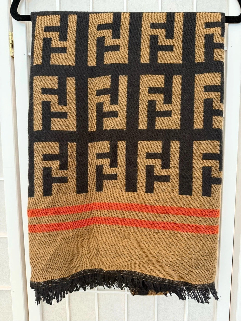 Geometric Logo Scarf in Brown & Black
